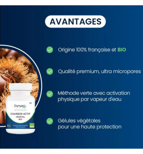 Charbon Actif Végétal Bio – Détox Naturelle et Confort Digestif | Complément Vegan | Dynveo