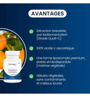 Vitamine C Liposomale Quali-C® – Absorption Optimale & Immunité Renforcée | Complément Vegan | Dynveo