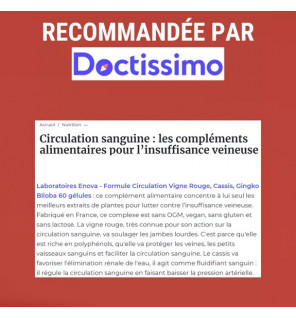 Formule Circulation Sanguine Veineuse – Jambes Légères avec Vigne Rouge, Cassis & Ginkgo | Complément Naturel | Laboratoires Eno