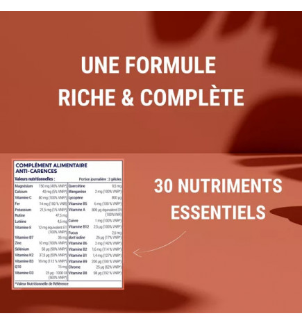 Formule Multivitamines et Minéraux – 30 Nutriments Essentiels