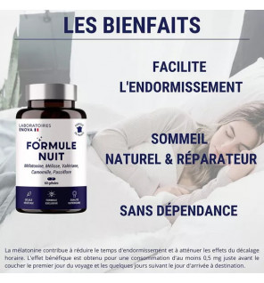 Formule Nuit – Mélatonine & Plantes Relaxantes | Sommeil Naturel & Réparateur | Laboratoires Enova