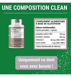 Glutathion Réduit 98% + NAC – Antioxydant & Détox Foie | Protection Cellulaire | Laboratoires Enova