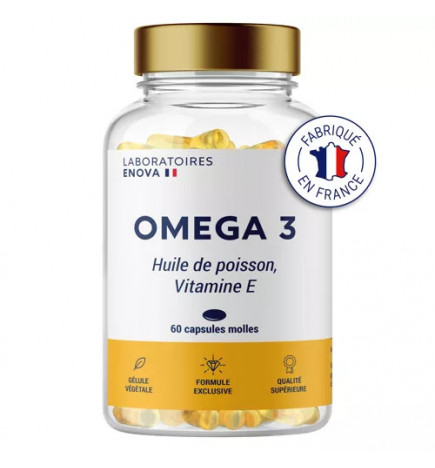 Oméga-3 Ultra Concentré - 60 gélules - Laboratoires Enova pour le bien-être du cœur, du cerveau et de la vision