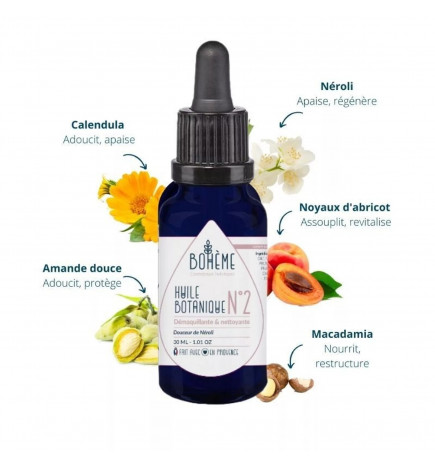 Huile Démaquillante Bio N°2 au Néroli Fleur d’Oranger Nettoyage & Apaisement