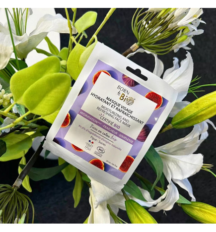 Masque Visage Hydratant et Rafraîchissant Born to Bio – en coton bio certifié, pour une peau repulpée et fraîche