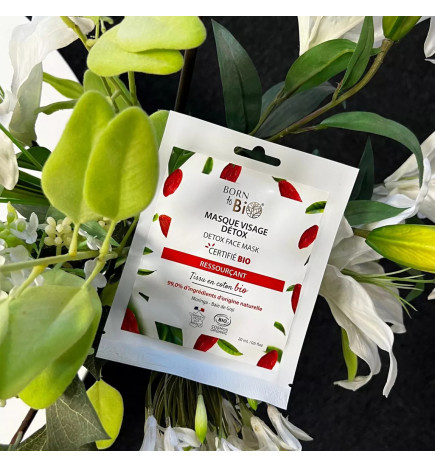 Masque Visage Détox Born to Bio – purifiant et rééquilibrant en coton bio certifié pour une peau nette et fraîche