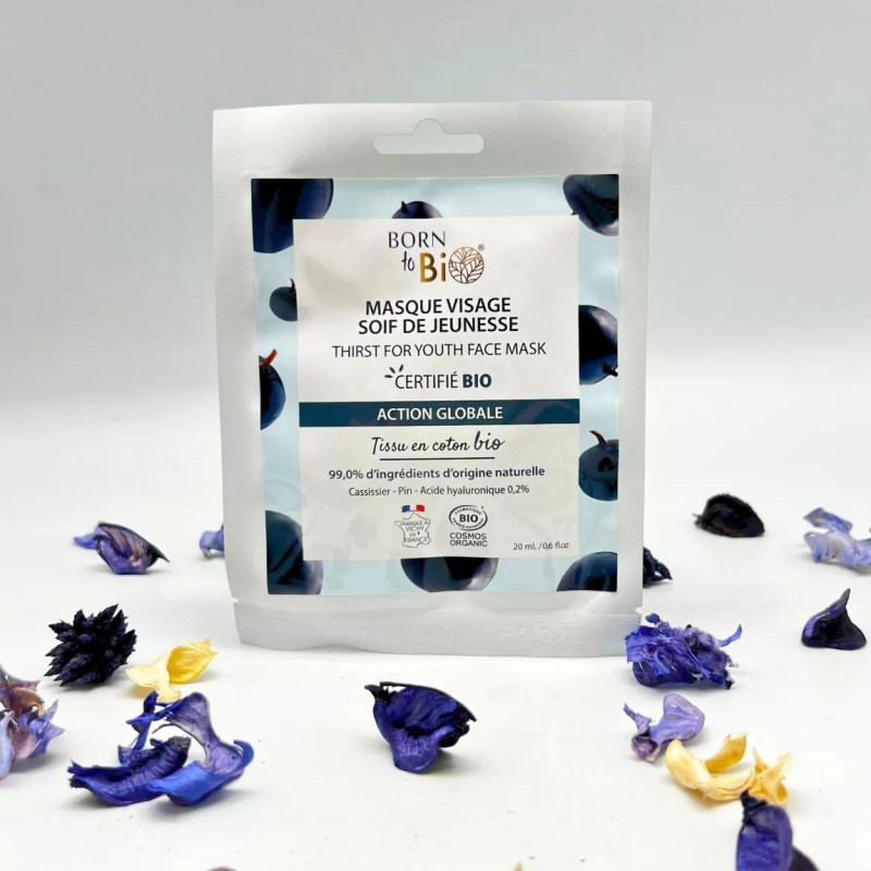 Masque visage Soif de Jeunesse en coton - Certifié Bio