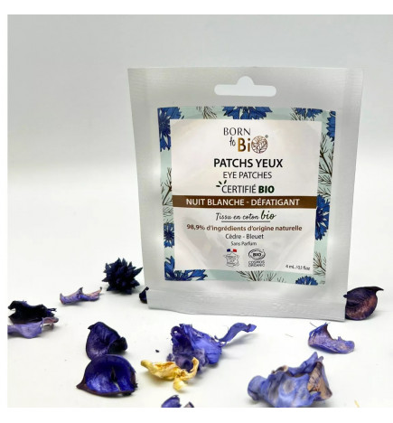 Patchs pour les yeux Nuit Blanche Born to Bio – soin défatigant et hydratant en coton bio certifié