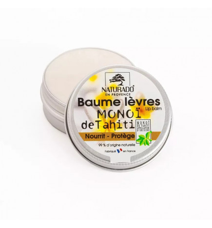 Baume à Lèvres au Monoï de Tahiti Naturado – soin nourrissant bio, format 15 ml