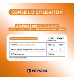 Vitamine C & Spiruline Bleue – Performe | Boost Immunitaire et Vitalité