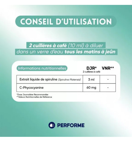 Spiruline Bleue concentrée à 6000 mg/l en Phytocyanine